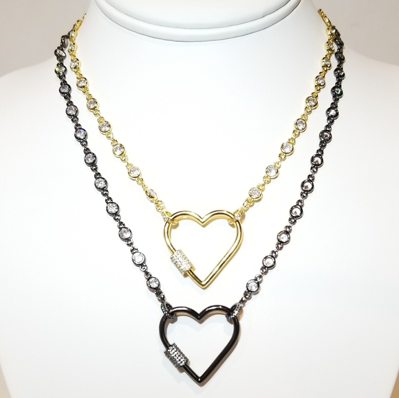 Jewelry - Bling Heart Carabiner Lock Pendant Charm Necklace